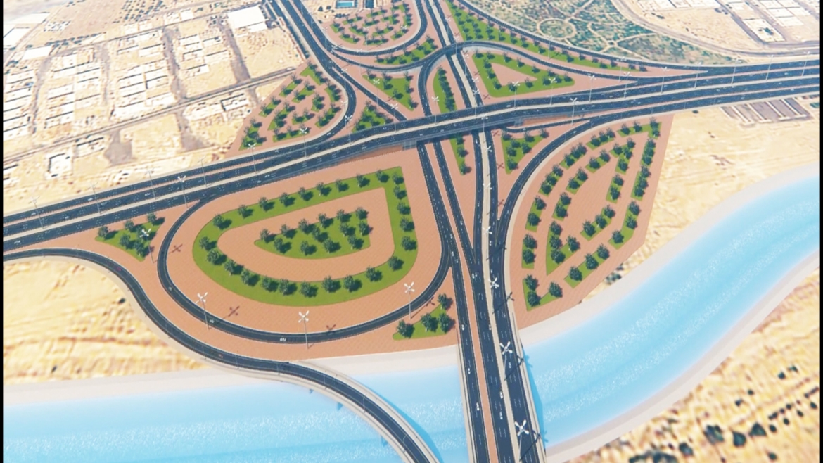 Intersection of King Faisal with Prince Fahd and Prince Sultan Roads in Tabuk (Al-Morooj Roundabout)